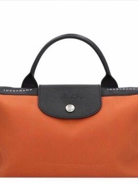 Longchamp Tote in Orange with Black Trim